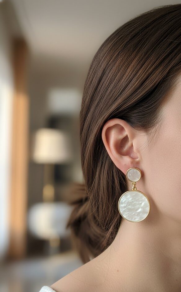 Brinco Madrepérola Dourado – Elegância Clássica